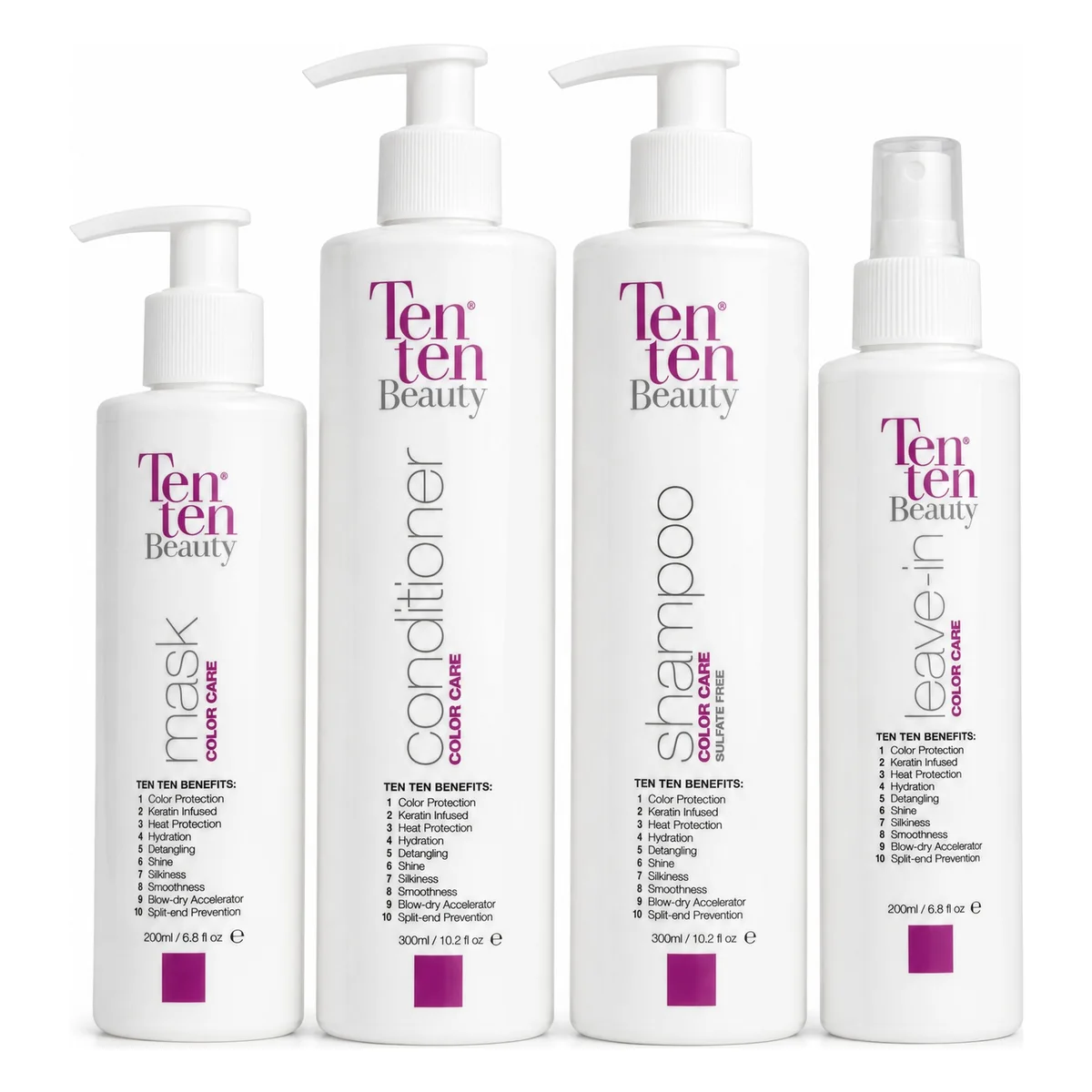 La línea Color Care completa: shampoo, acondicionador, mascarilla y leave-in
