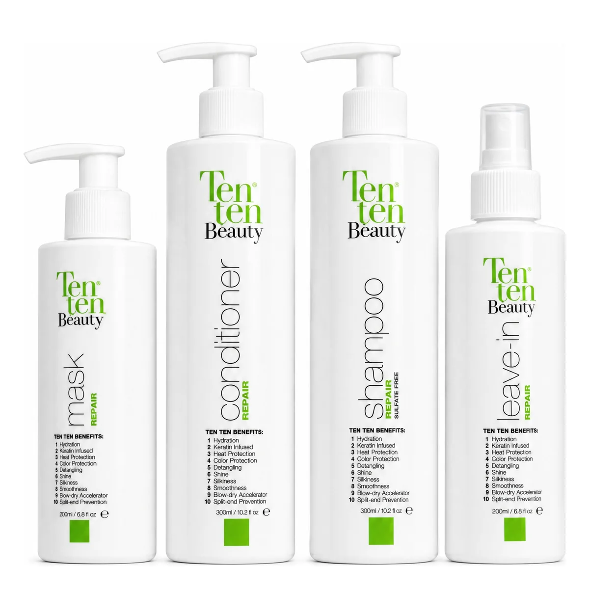 La línea Repair completa: shampoo, acondicionador, mascarilla y leave-in